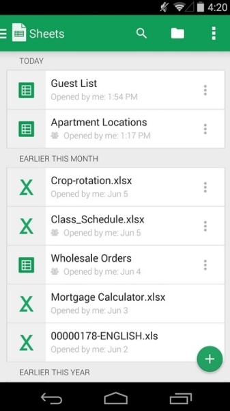 A legjobb ingyenes táblázatkezelők mobilra google sheets